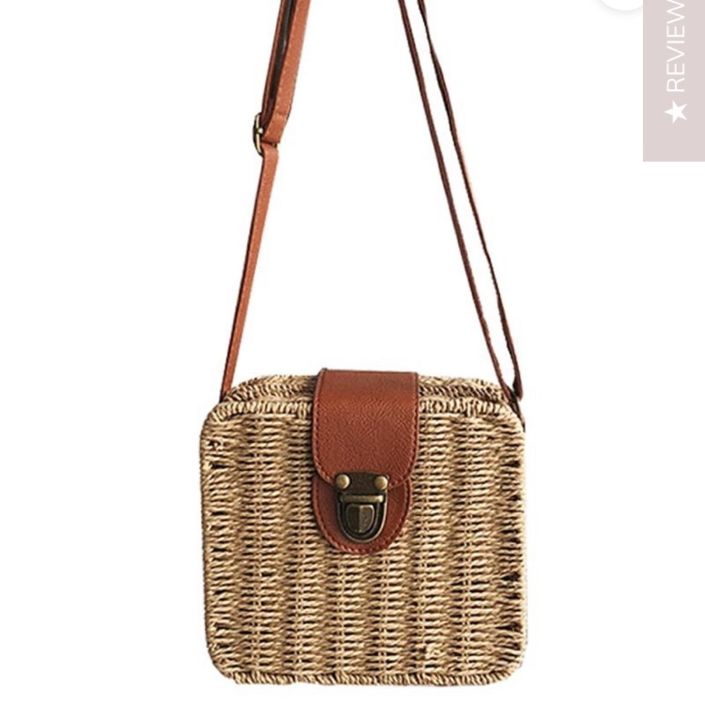 Goodnight Macaroon rattan structured square bag